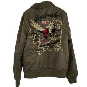Kaporal Five Bomber Jacket Olive Green Eagle Japan Asia Mens Large Airforce Crew